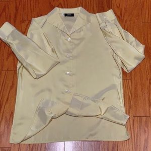 Women’s 8 Zanella Platinum 100% Silk Button Down Shirt Top Blouse